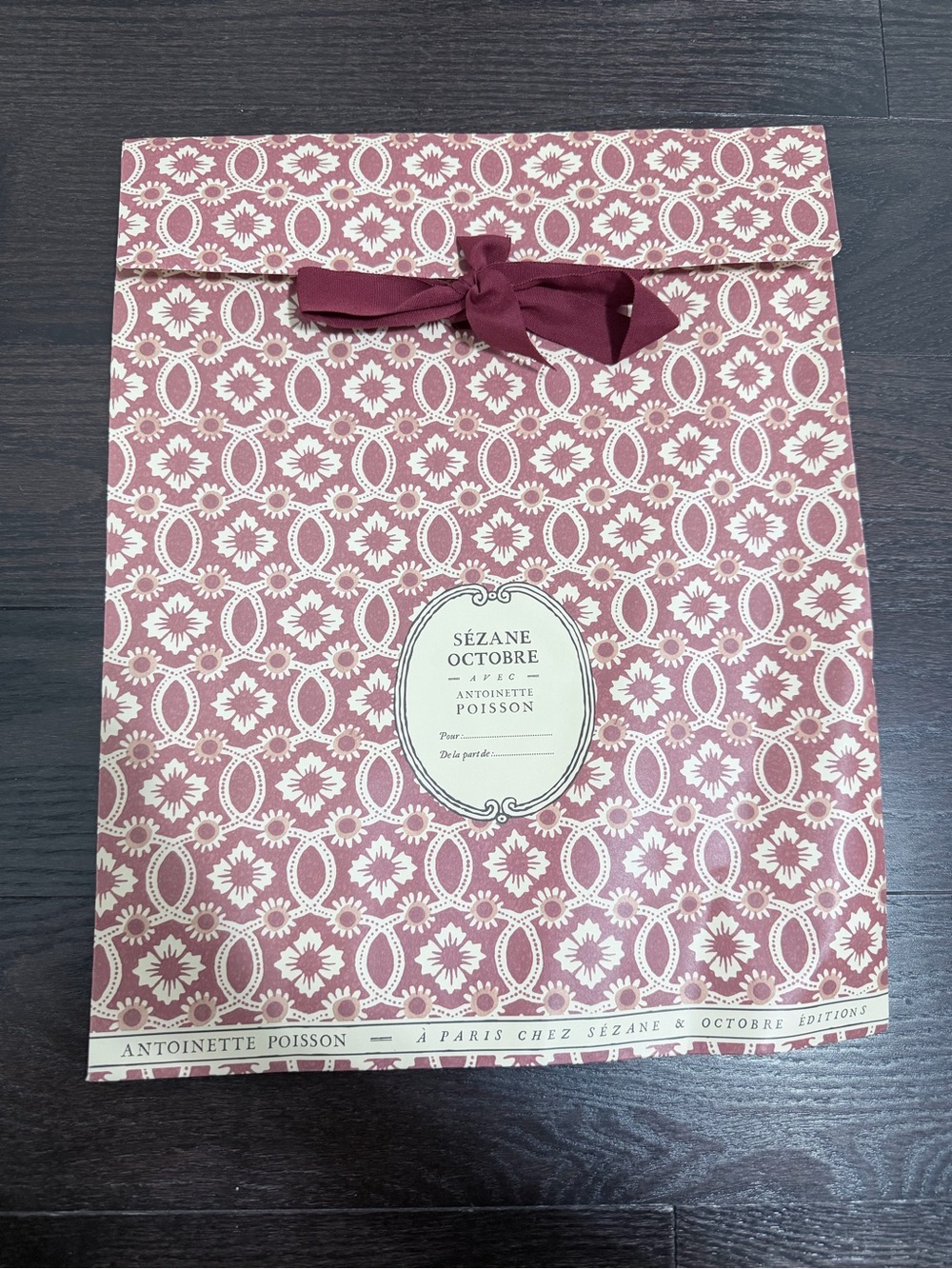 Sézane Octobre Decorative Gift Bag in Mauve and Cream Free with Purchase
